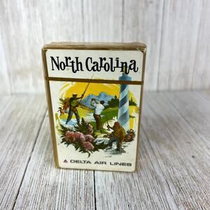 Vintage 1960's Sealed Delta Air Lines Playing Cards - North Carolina - Sealed